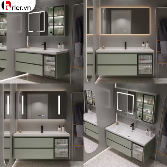 Bộ Tủ Nhựa PVC - Mặt Lavabo Sứ Âm Liền Khối FORLER
