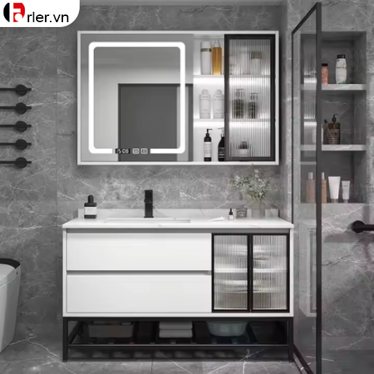 Bộ Tủ Nhựa PVC - Mặt Lavabo Sứ Âm Liền Khối FORLER