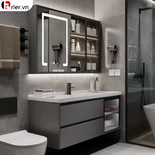 Bộ Tủ Nhựa PVC - Mặt Lavabo Sứ Âm Liền Khối FORLER