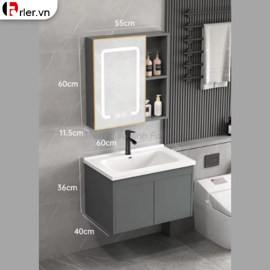 Tủ Nhựa Lavabo PVC Mặt Sứ Âm FORLER
