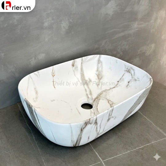 Chậu Lavabo Đặt Bàn Vân Đá 460X330X140mm Forler