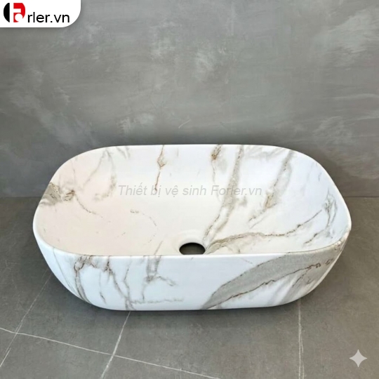 Chậu Lavabo Đặt Bàn Vân Đá 460X330X140mm Forler