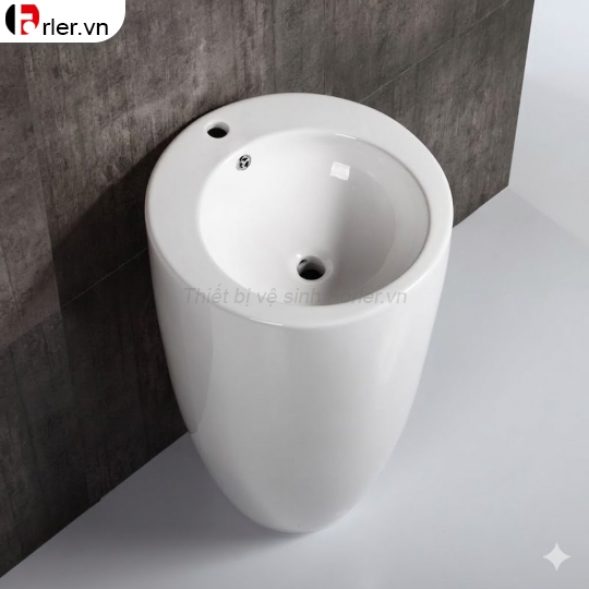 Lavabo Sứ Trụ Đứng Liền Khối Tròn Trắng Forler 