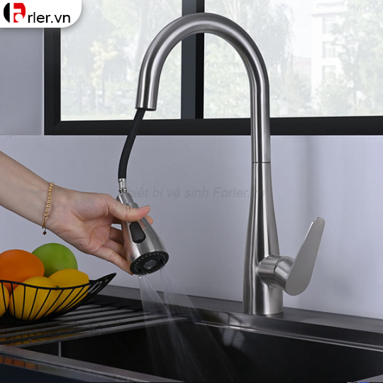 Vòi Rửa Chén Nóng Lạnh Dây Rút (VRC02) Forler
