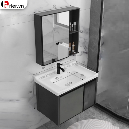 Bộ Tủ Nhôm Hợp Kim Treo Tường Chậu Lavabo Và Tủ Gương Forler