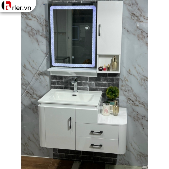 Bộ Tủ Nhựa PVC Cao Cấp Trắng & Gương Led Forler