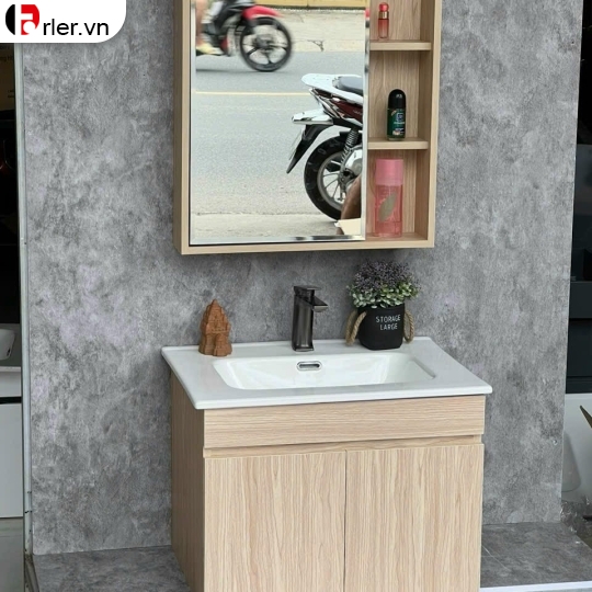 Bộ Tủ Nhựa PVC Cao Cấp Vân Gỗ & Gương Tủ Thường Forler