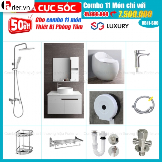 Combo 11 món thiết bị phòng tắm CB-FLTBVS01