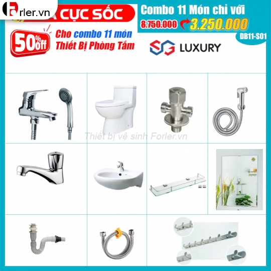 Combo 11 món thiết bị phòng tắm Forler CB-FLTBVS04