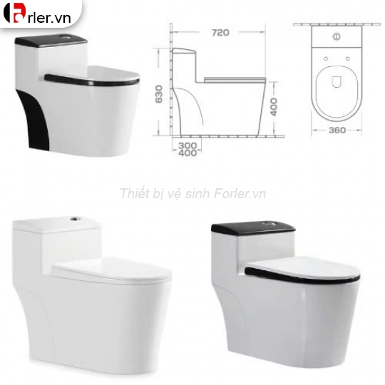 Bồn Cầu Một Khối Trắng Đen FORLER 
