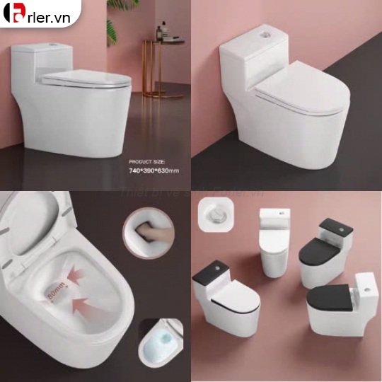 Bồn Cầu Một Khối Trắng Đen FORLER 