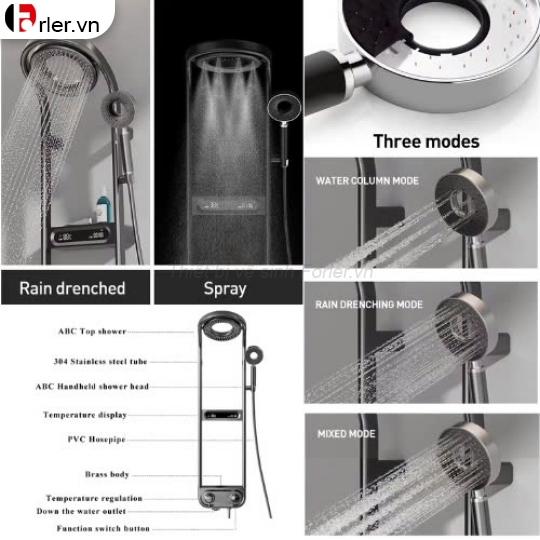 Sen Tắm Nóng Lạnh Vòng Cung hiển thị nhiệt FORLER