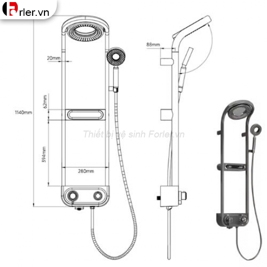 Sen Tắm Nóng Lạnh Vòng Cung hiển thị nhiệt FORLER