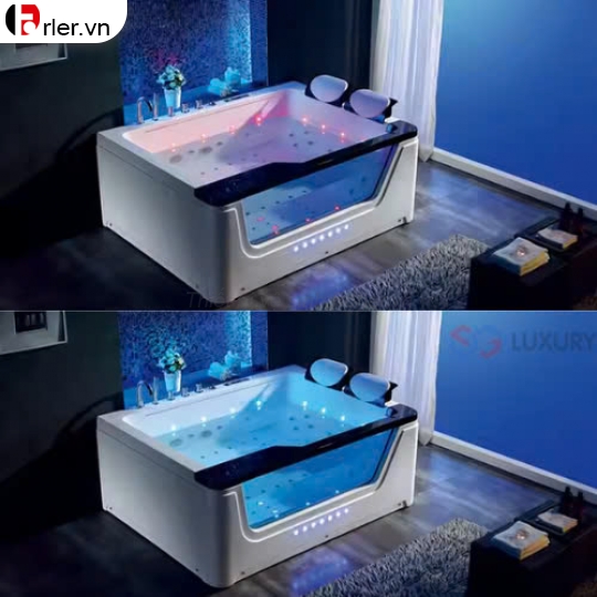 Bồn Tắm Massage Chữ Nhật Kính Xanh FORLER