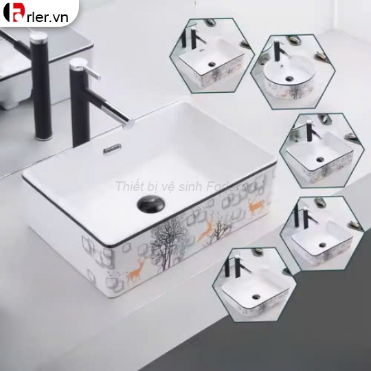 Lavabo Đặt Bàn Chữ Nhật Vòi Nước Riêng FORLER