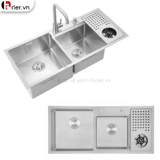 Chậu Rửa Chén Inox 304 - 2 Hộc - Có Bàn Chờ FORLER