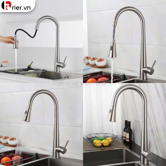 Vòi Rửa Chén Nóng Lạnh Dây Rút FORLER