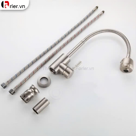 Vòi chén nóng lạnh cần dẻo, đầu vòi tăng áp FORLER