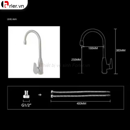 Vòi Chén Nóng Lạnh Đồng Thau Đầu Đạn FORLER