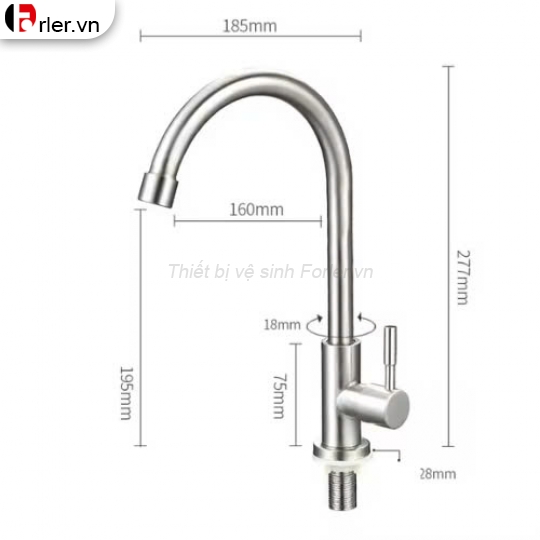 Vòi Chén Lạnh Phi 24 Xoay Bi 304 FORLER