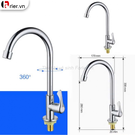Vòi Chén Lạnh Phi 24 Xoay Bi 304 FORLER