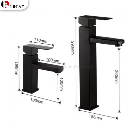 Vòi Lavabo Vuông 20cm 30cm Nóng - Lạnh FORLER