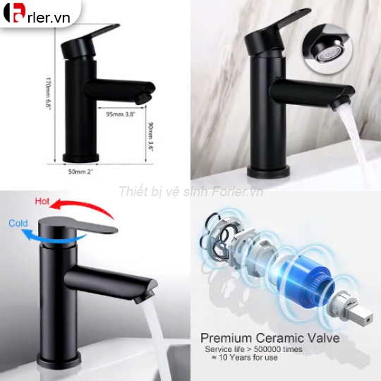Vòi Lavabo Điếu Tròn Nóng Lạnh 20cm & 30cm Cao Cấp FORLER