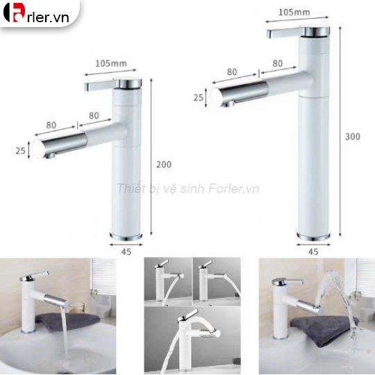 Vòi Lavabo Tròn 20cm & 30cm Nóng Lạnh FORLER