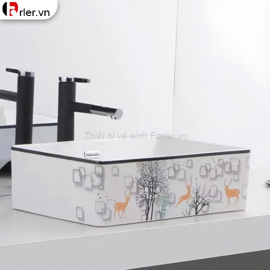Lavabo Đặt Bàn Chữ Nhật Vòi Nước Riêng FORLER