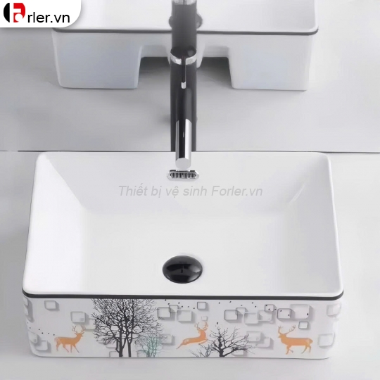Lavabo Đặt Bàn Chữ Nhật Vòi Nước Riêng FORLER