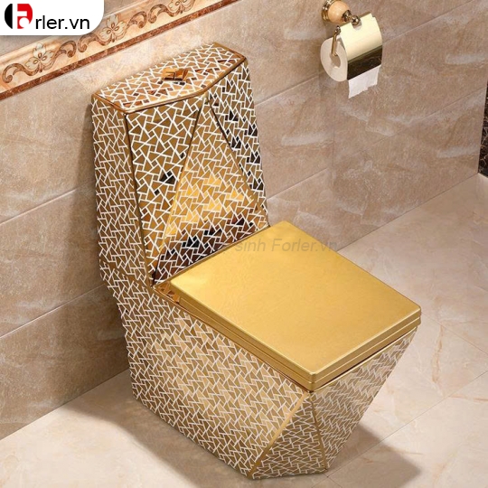 Bồn Cầu Một Khối Kim Cương Mạ Vàng FL-BCMK26