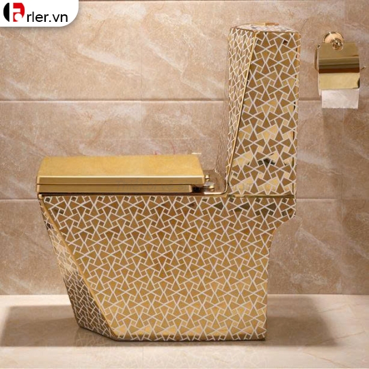 Bồn Cầu Một Khối Kim Cương Mạ Vàng FL-BCMK26