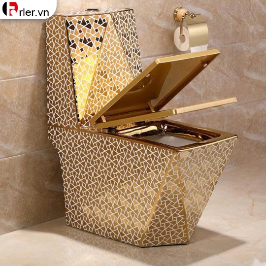 Bồn Cầu Một Khối Kim Cương Mạ Vàng FL-BCMK26