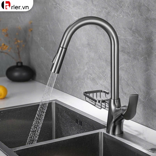 Vòi Chén Rút Có Giá Để Xà Bông Nóng-Lạnh (VRC06) Forler