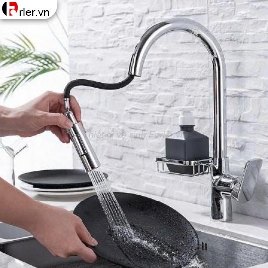 Vòi Chén Rút Có Giá Để Xà Bông Nóng-Lạnh (VRC06) Forler