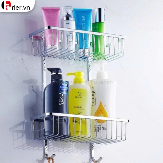 Kệ Treo Góc Nhà Tắm 2 Tầng Inox Cao Cấp FORLER