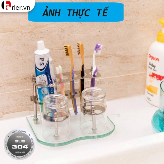 KỆ BÀN CHẢI KÍNH ÚP 2 LY INOX 304 FORLER