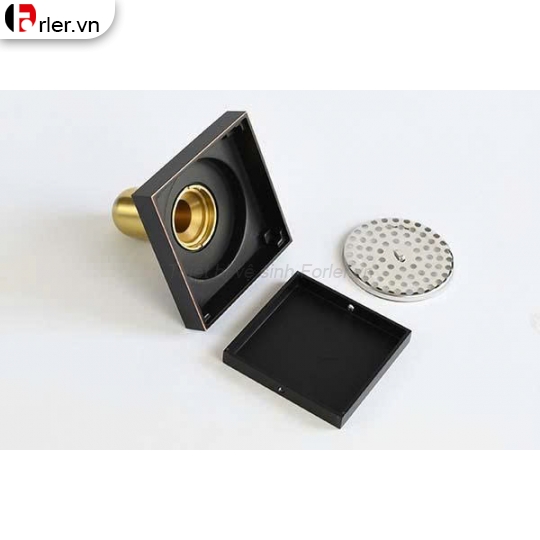 Phễu Thoát Sàn Chống Hôi Đồng Thau Bóng Mạ Đen FORLER
