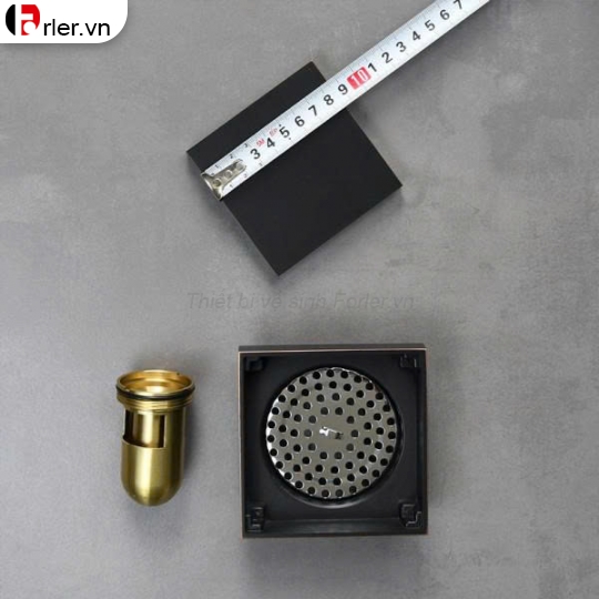 Phễu Thoát Sàn Chống Hôi Đồng Thau Bóng Mạ Đen FORLER