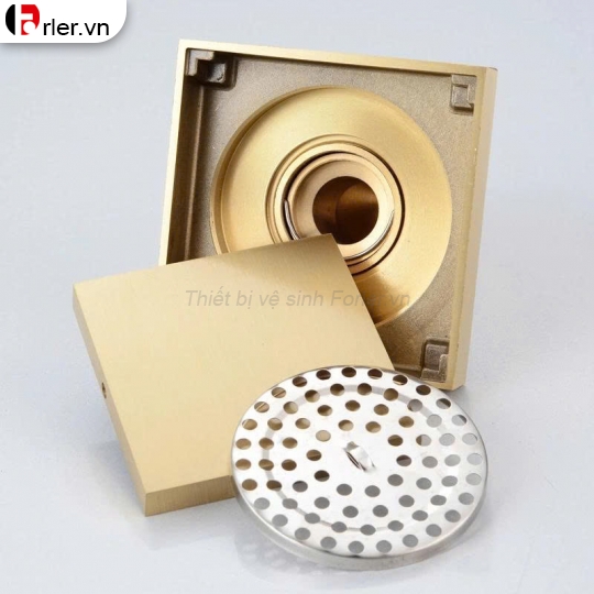 Phễu Sàn Vuông 10x10 Vàng Mờ FORLER