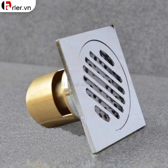 Phễu Thoát Sàn Chống Hôi Đồng Thau Bóng KT 12x12cm FORLER