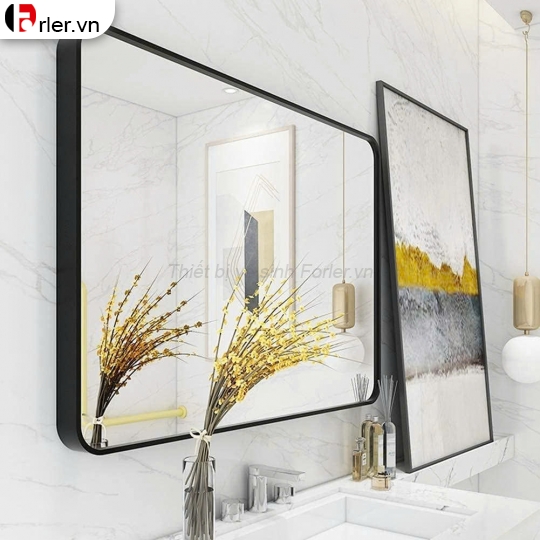 GƯƠNG CHỮ NHẬT VIỀN SẮT SƠN TĨNH ĐIỆN ĐEN FORLER