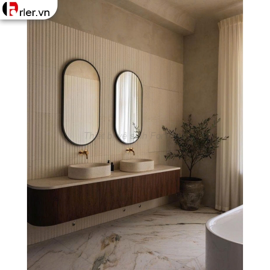 GƯƠNG OVAL THƯỜNG VIỀN SẮT SƠN TĨNH ĐIỆN ĐEN