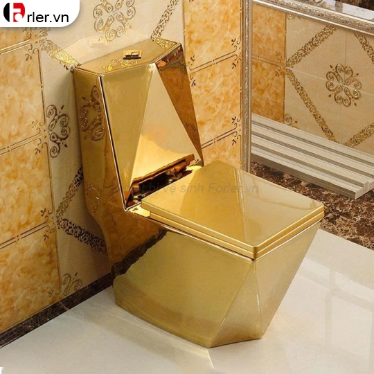 Bồn Cầu Một Khối Men Sứ Vàng Đồng Cao Cấp Forler