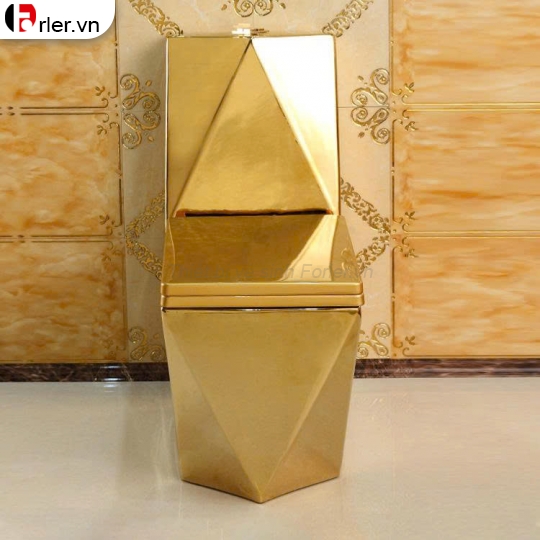 Bồn Cầu Một Khối Men Sứ Vàng Đồng Cao Cấp Forler