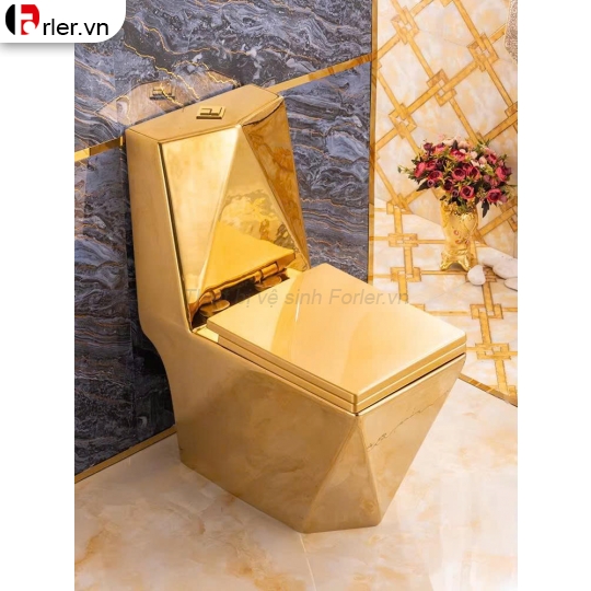 Bồn Cầu Một Khối Men Sứ Vàng Đồng Cao Cấp Forler