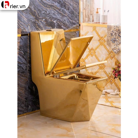 Bồn Cầu Một Khối Men Sứ Vàng Đồng Cao Cấp Forler