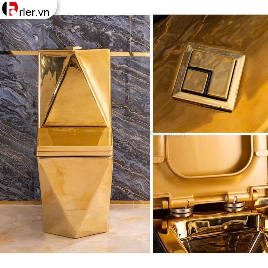 Bồn Cầu Một Khối Men Sứ Vàng Đồng Cao Cấp Forler