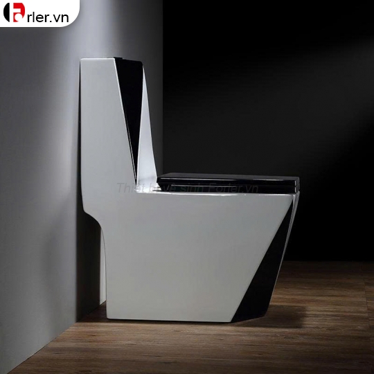 Bồn Cầu Một Khối Kim Cương Men Sứ Trắng Đen Forler