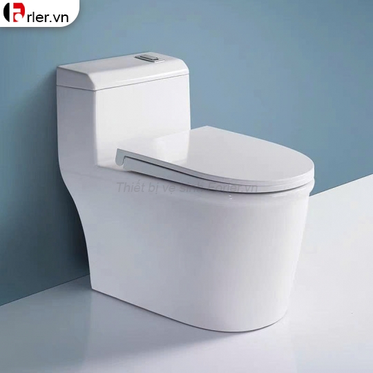 Bồn Cầu 1 Khối Trắng Thân Lùn Nút Xả Lệch Forler